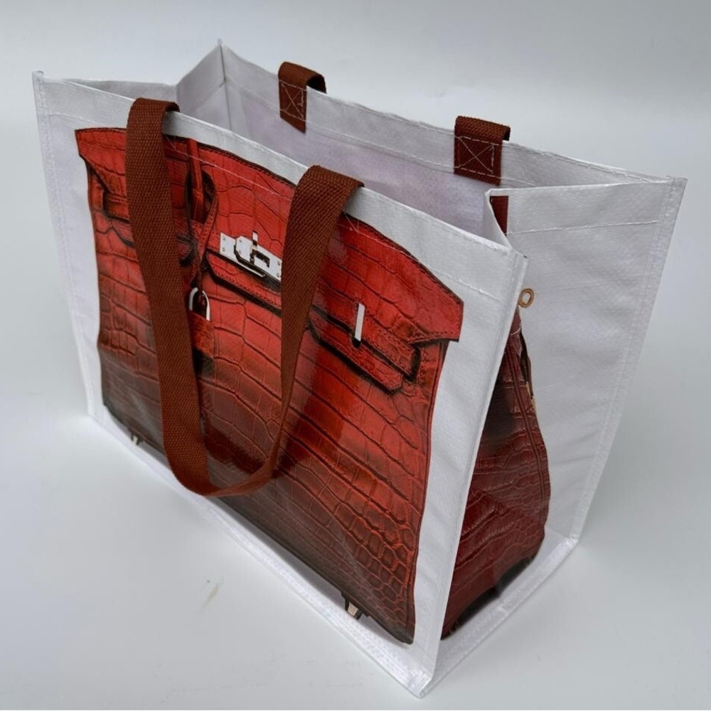 Croc "Print" Reusable Shopping Tote in Brown - Picture 3 of 13